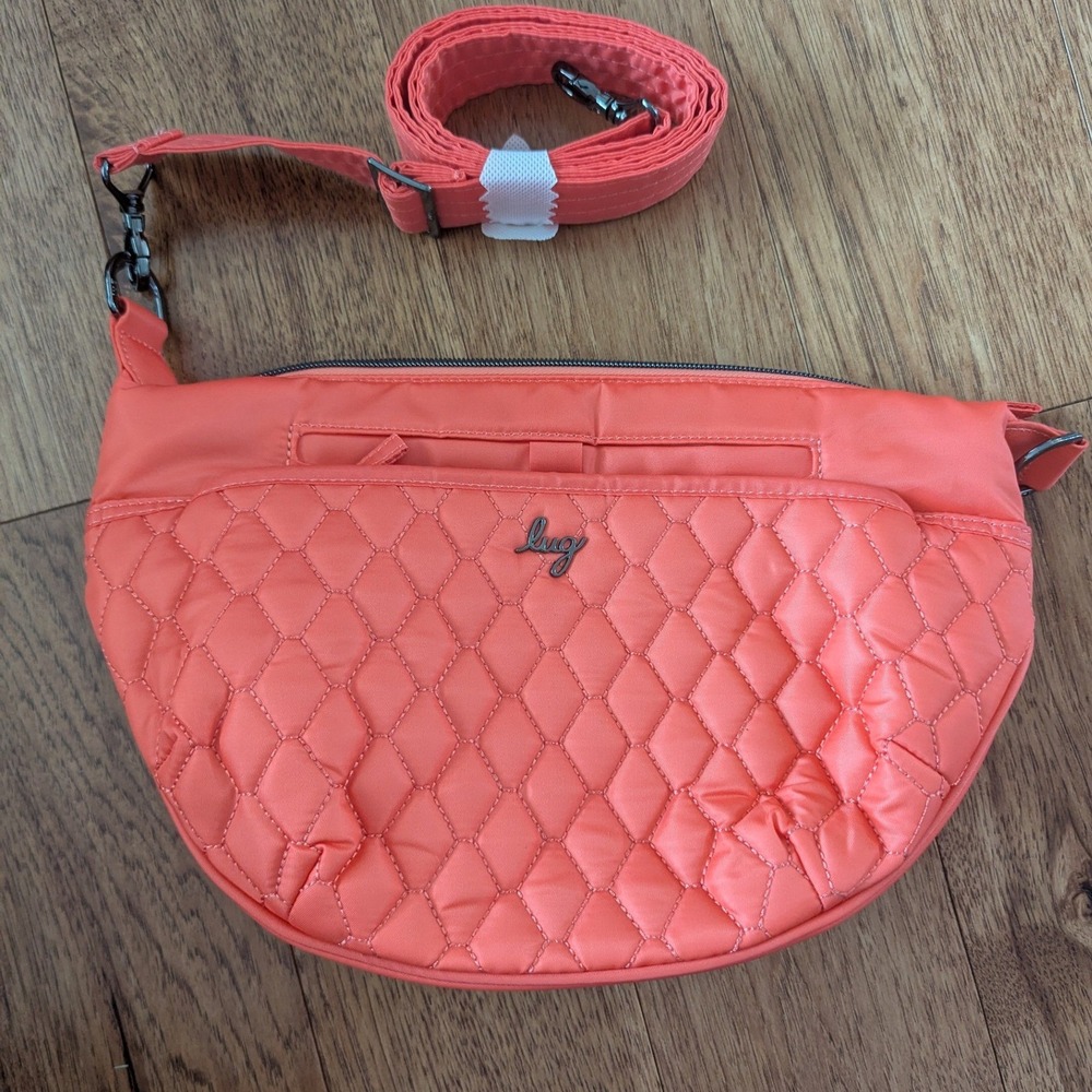 Lug Bolera Quilted Crossbody Bag Coral Adjustable Strap Gunmetal Hardware NWOT